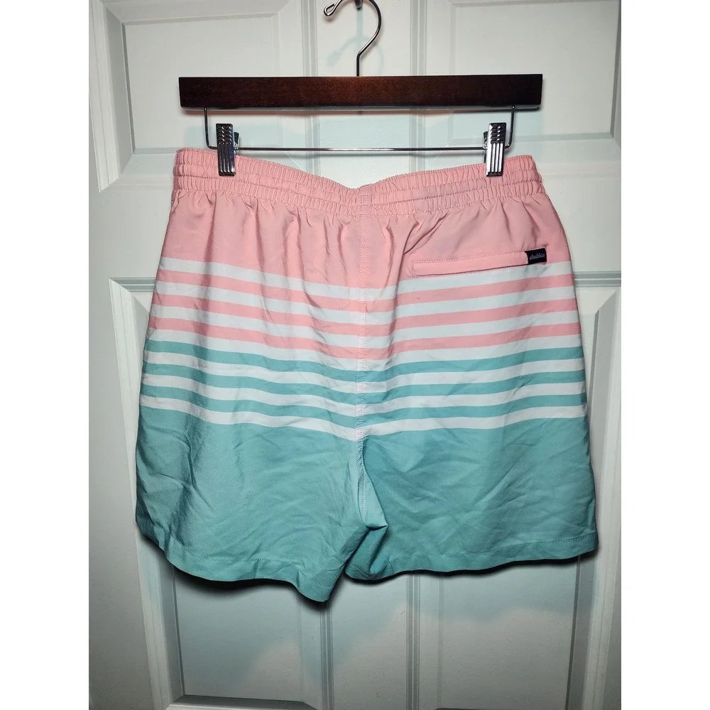 Chubbies Men's Swim Trunks XL Pink Teal Striped‎ 5.5 Inch Inseam Board Shorts